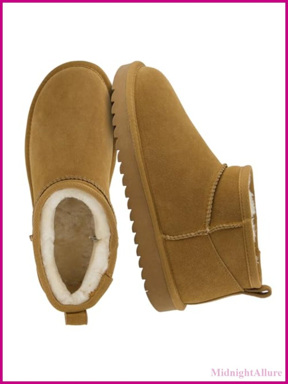 Genuine Suede Leather Ankle Boots Pull On Faux Fur Lined Memory Foam